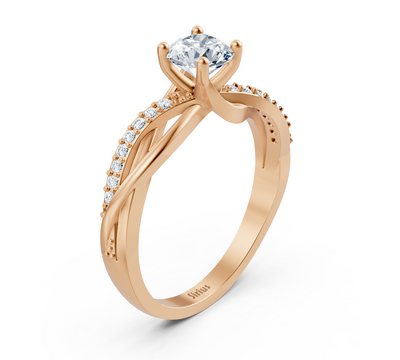 Rose gold diamond ring with twist setting – 0.66 carat solitaire