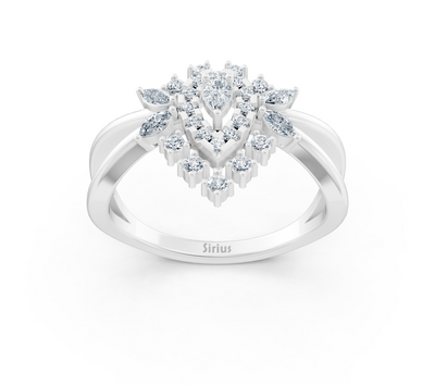 Weißgoldring mit labordiamanten in Blumenmuster