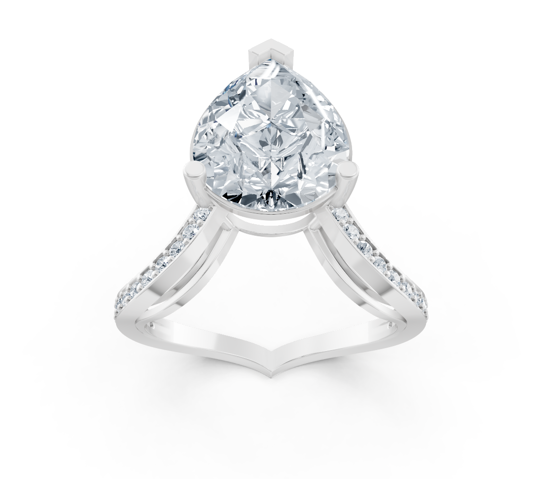 Elegant pear diamond ring made of 14K white gold – lab-grown