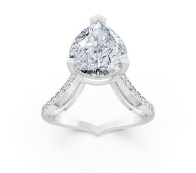 Elegant pear diamond ring made of 14K white gold – lab-grown