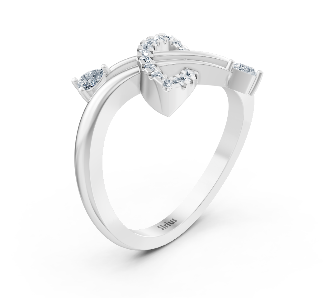 Weißgoldener Herzring mit Pear- und Rundschliff - hochwertiger Schmuck von Rosy Lab Diamonds