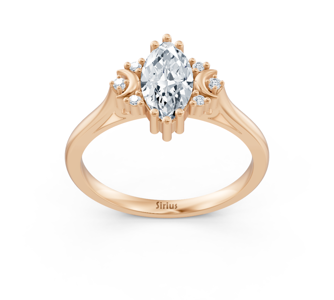 Rosenthron marquise ring made of rose gold with lab diamonds