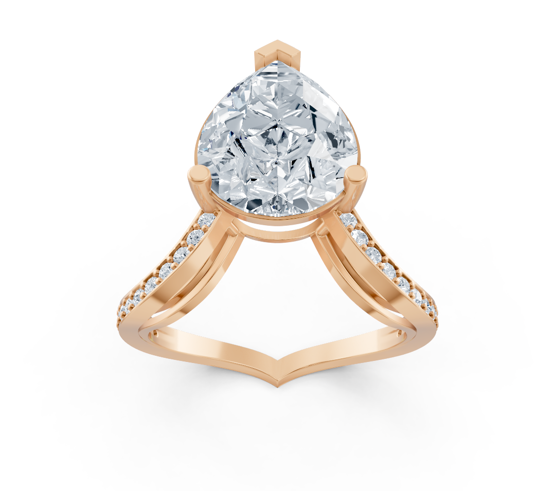 Elegant pear-cut diamond ring in 14K Rose Gold – lab-grown – high-quality Jewelry from Rosy Lab Diamonds