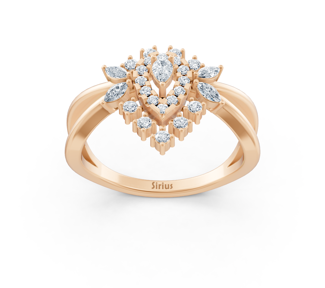 Çiçek desenli laboratuvar pırlantalı rose altın yüzük – Rosy Lab Diamonds'tan yüksek kaliteli Mücevher