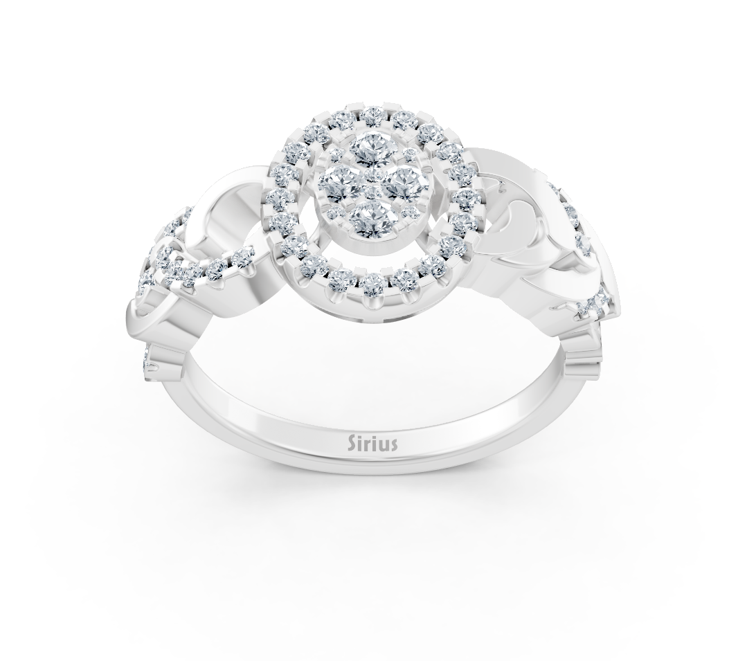 Bague en or blanc avec des diamants de laboratoire ronds au design entrelacé - Bijoux haut de gamme de Rosy Lab Diamonds