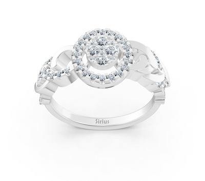 Weißgoldring mit runden labordiamanten im verflochtenen Design