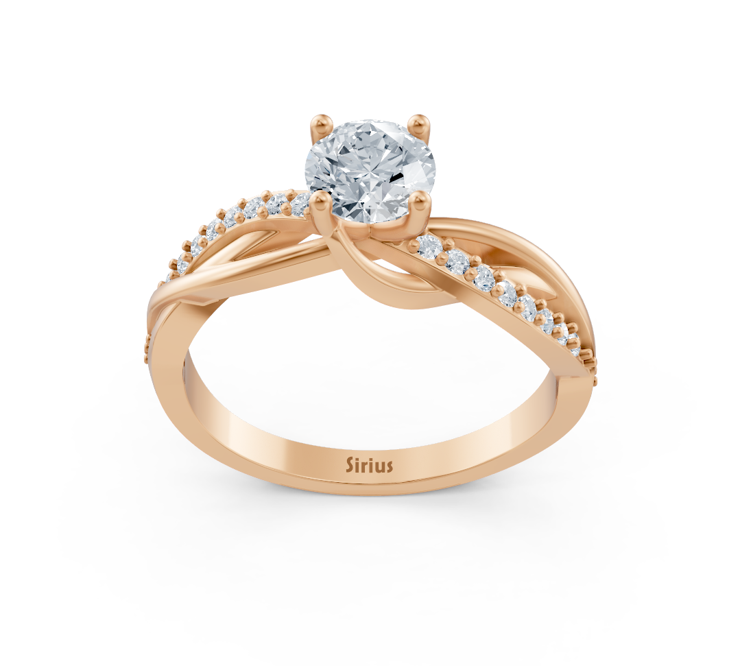 Rose gold diamond ring with twist setting – 0.66 carat solitaire
