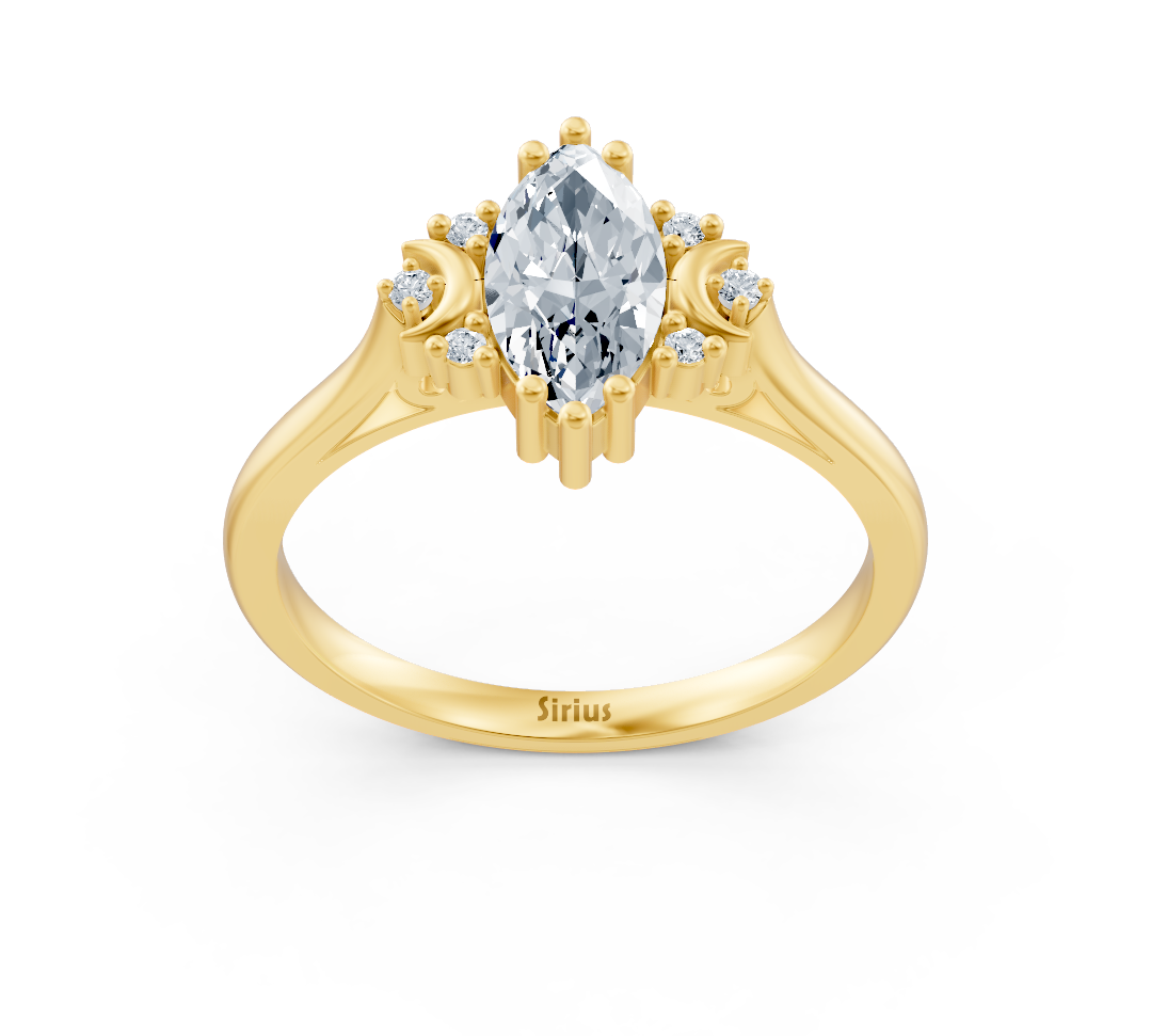 Majestät Marquise-Ring aus Gelbgold mit funkelnden labordiamanten - hochwertiger Schmuck von Rosy Lab Diamonds