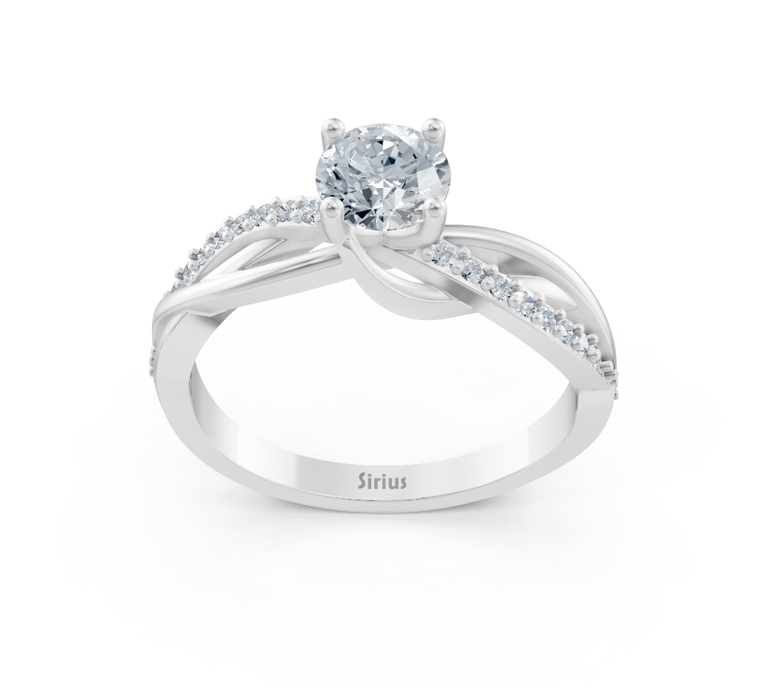 Twist tasarımlı Beyaz Altın pırlanta yüzük - 0,66 karat merkez taş - Rosy Lab Diamonds’tan yüksek kaliteli Mücevher