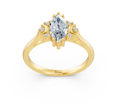 Majestät Marquise ring made of yellow gold with sparkling lab diamonds