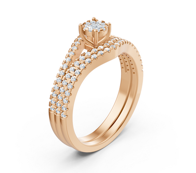 Verlobungsring mit Diamantreihen in 14K Roségold