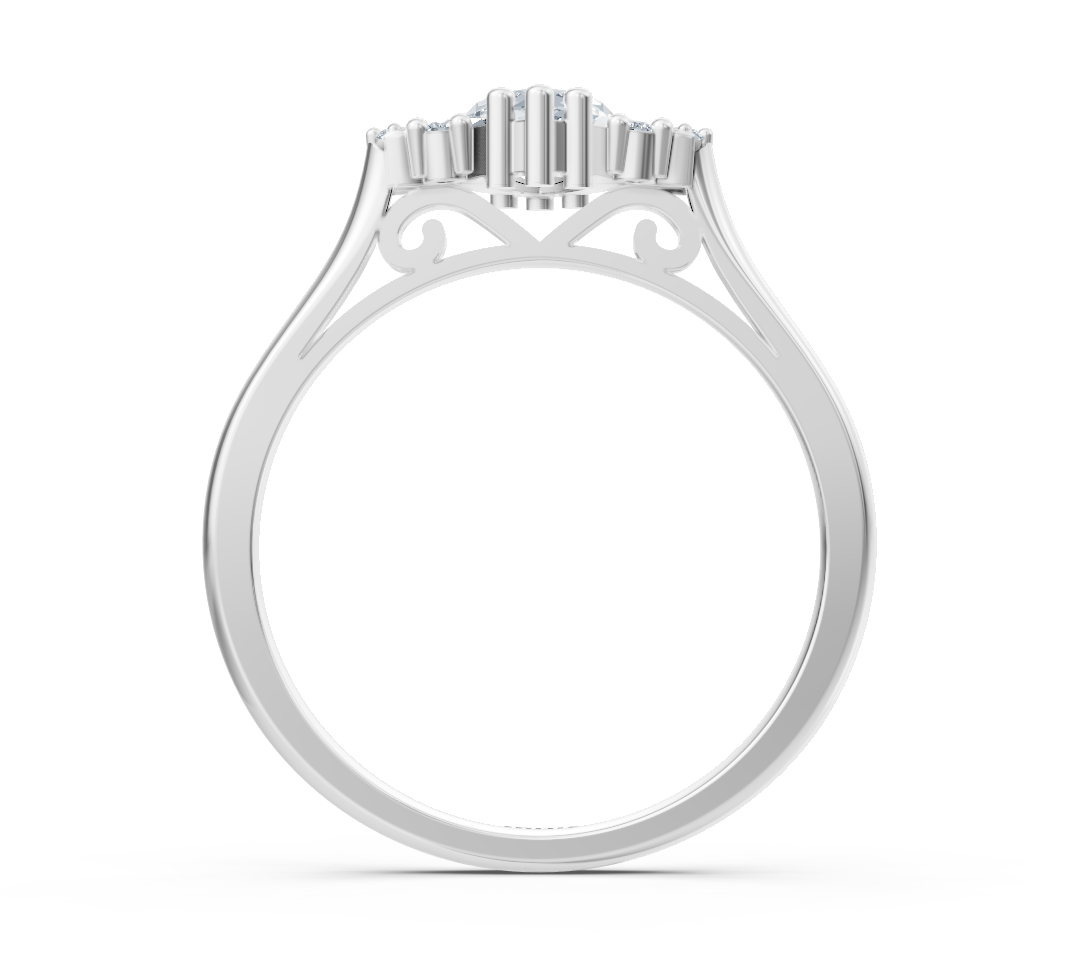 Lichtprinzessin Marquise-Ring aus Weißgold mit labordiamanten