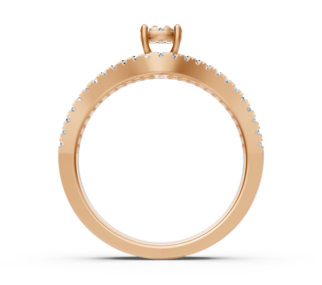 خاتم خطوبة مع صفوف من الألماس من ذهب وردي عيار 14 قيراطًا - مجوهرات فاخرة من Rosy Lab Diamonds