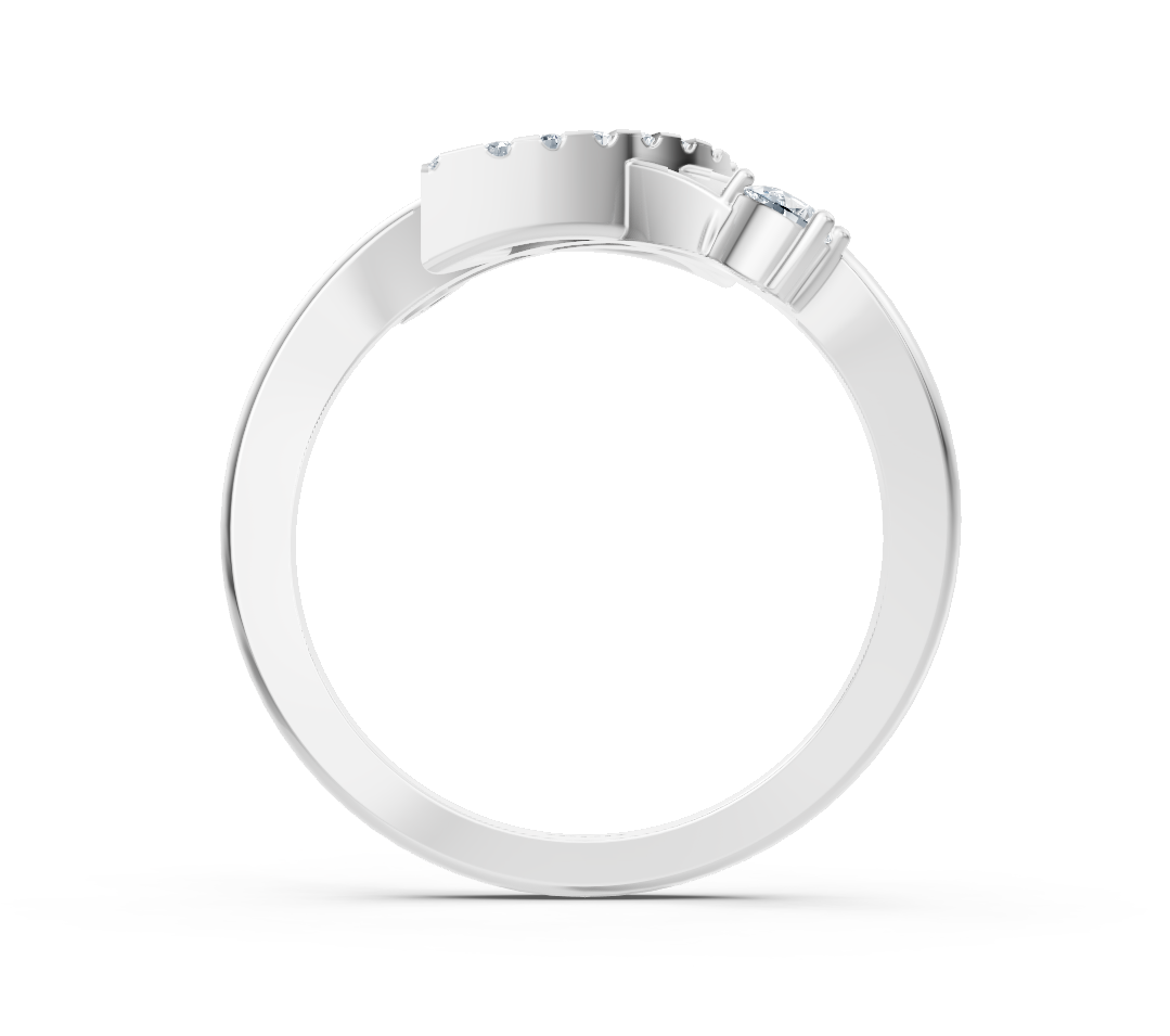Weißgoldener Herzring mit Pear- und Rundschliff - hochwertiger Schmuck von Rosy Lab Diamonds