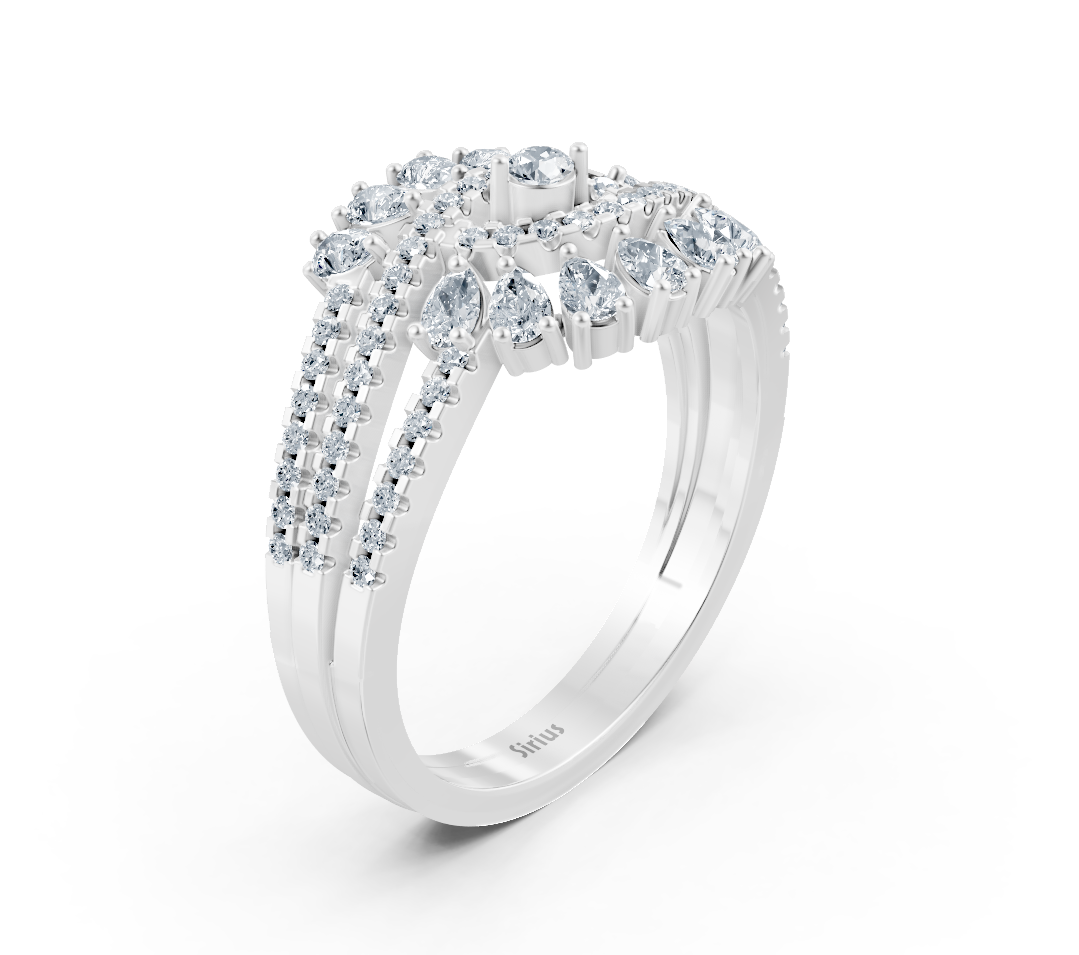 White gold ring with lab-grown diamonds in a luxurious design – high-quality Jewelry from Rosy Lab Diamonds
