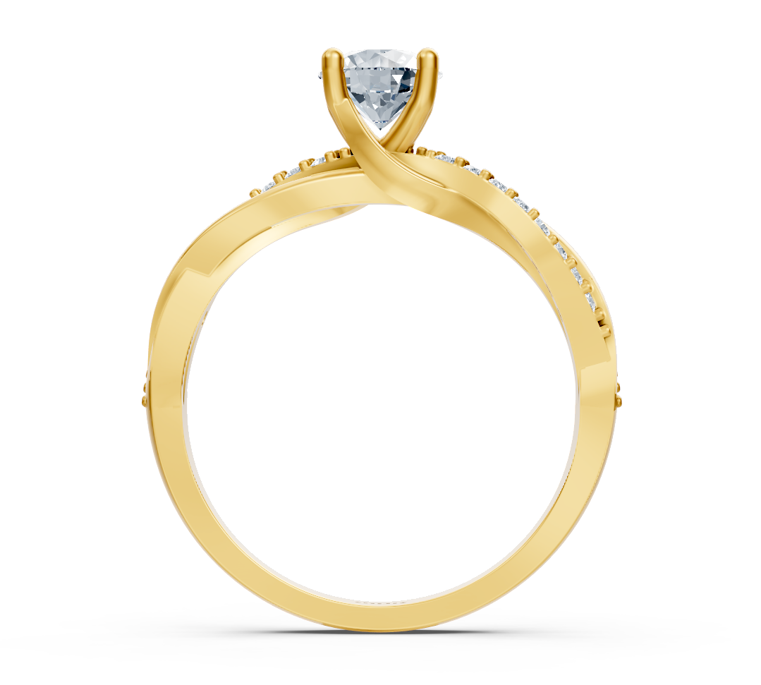 Bague en Or Jaune sertie de diamant avec monture torsadée - solitaire de 0,66 carat - Bijoux haut de gamme de Rosy Lab Diamonds