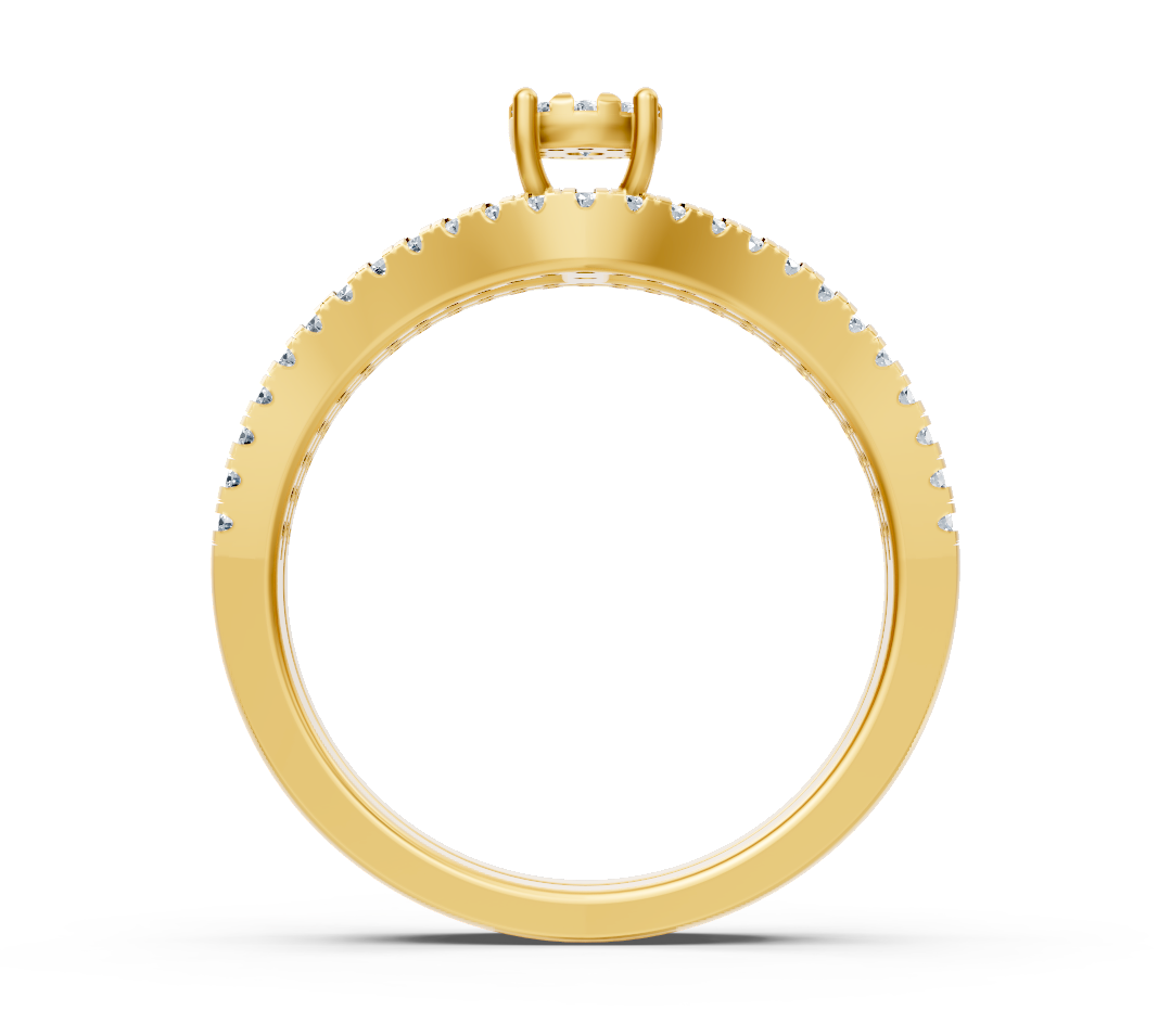 14K Sarı Altın pırlanta sıralı Nişan Yüzüğü - Rosy Lab Diamonds'tan yüksek kaliteli Mücevher