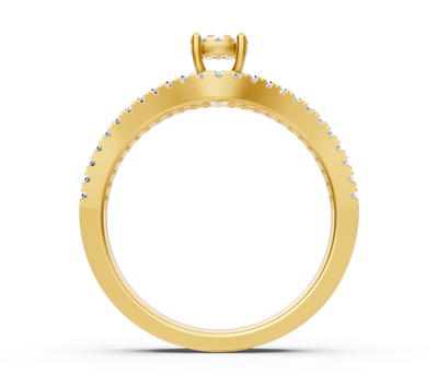 Verlobungsring mit Diamantreihen in 14K Gelbgold