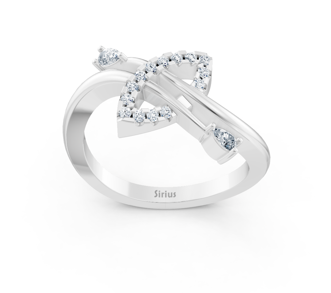 Weißgoldener Herzring mit Pear- und Rundschliff - hochwertiger Schmuck von Rosy Lab Diamonds