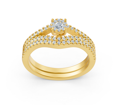 Verlobungsring mit Diamantreihen in 14K Gelbgold