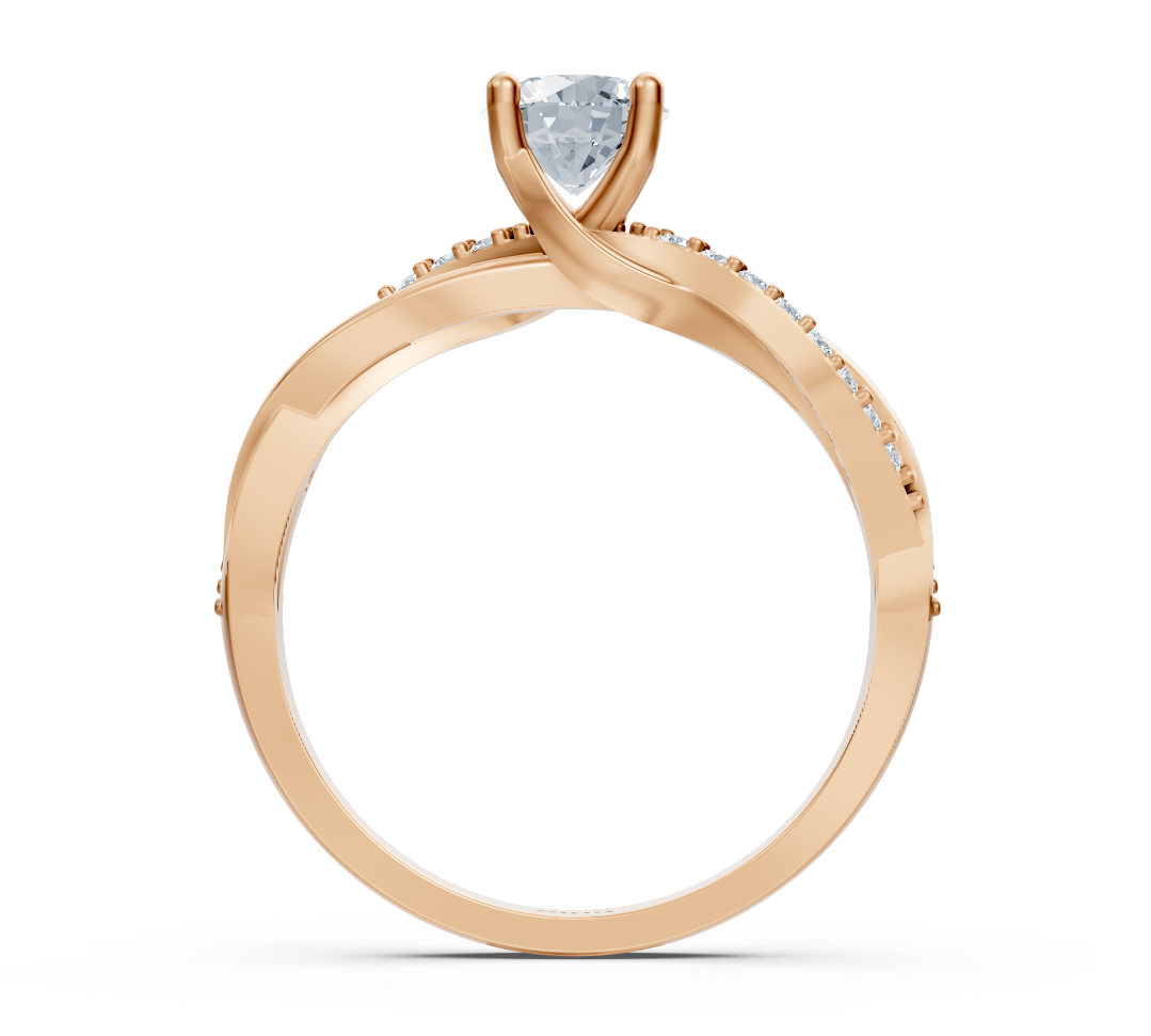 Rose gold diamond ring with twist setting – 0.66 carat solitaire