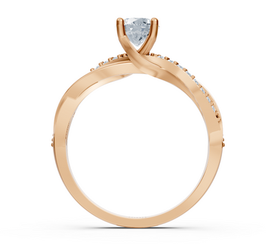 Rose gold diamond ring with twist setting – 0.66 carat solitaire
