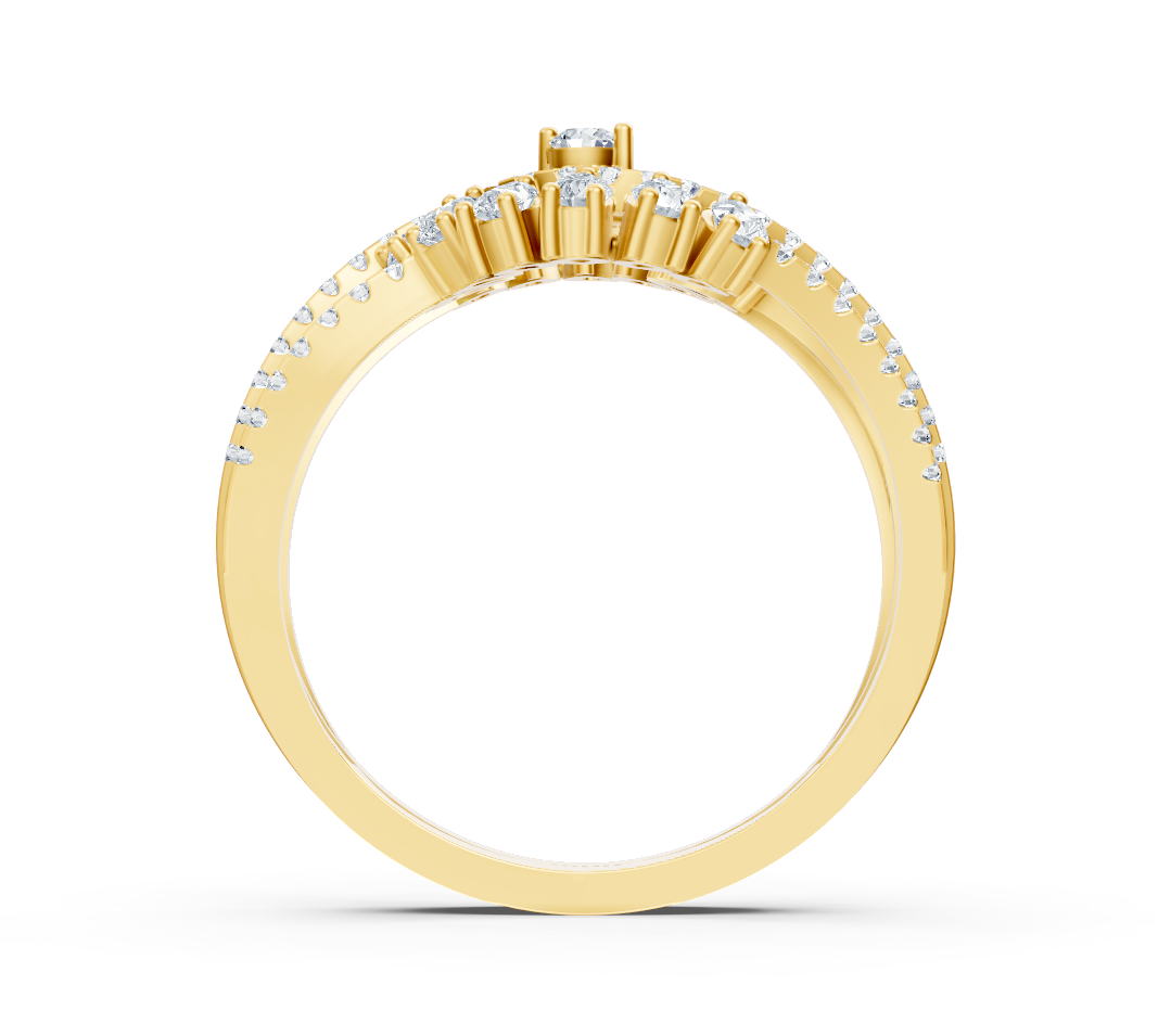 Yellow gold ring with lab diamonds in luxurious design