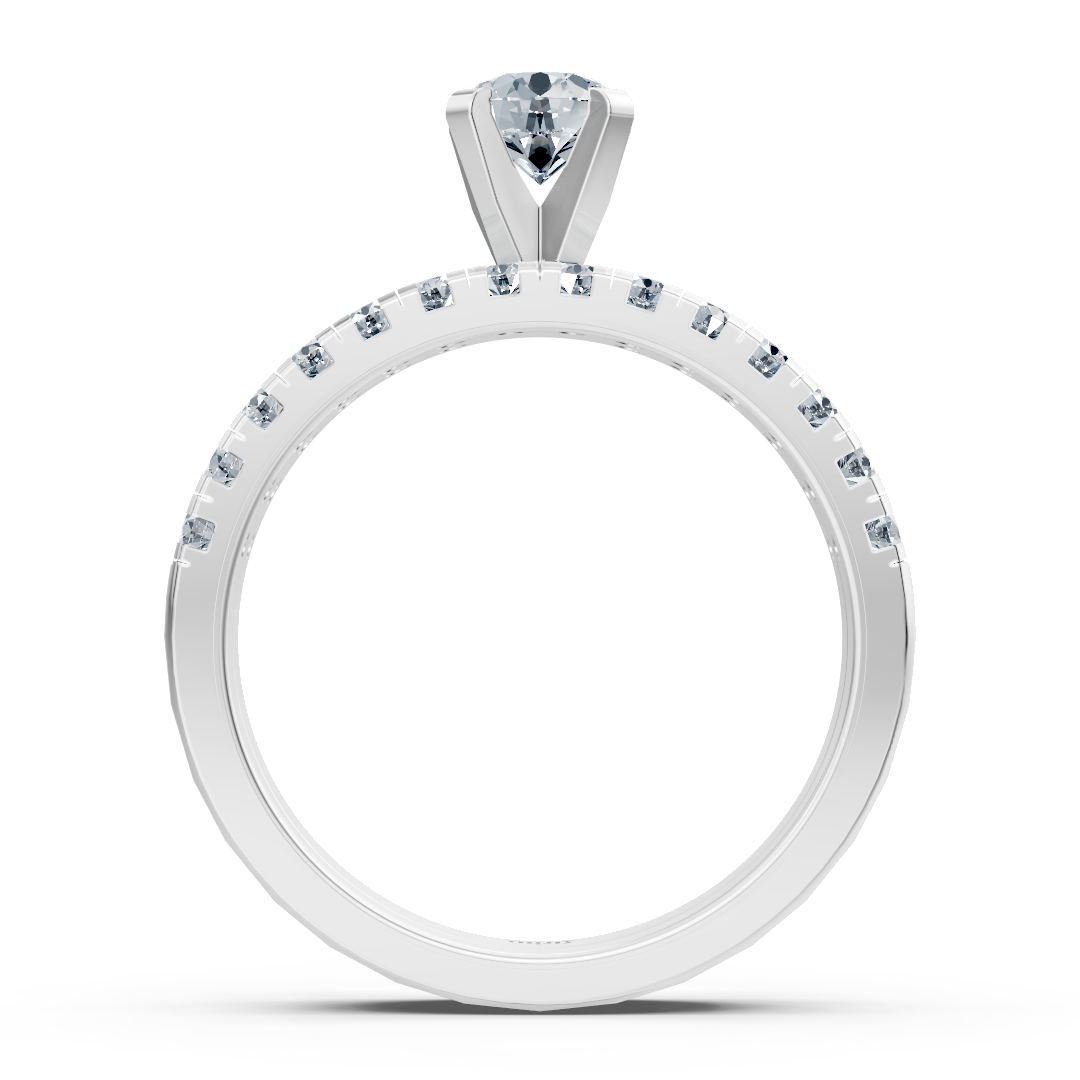 Weißgold-Ring mit Doppelreihe und zentralem Solitär aus Labor-Diamanten - hochwertiger Schmuck von Rosy Lab Diamonds