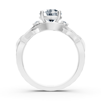 Fantasy diamond ring with delicate lines of white gold