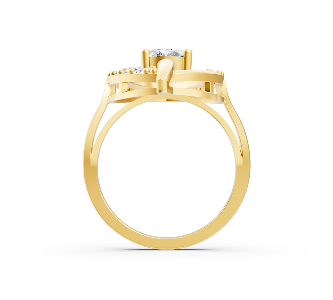 Artistic yellow gold ring with oval center stone – 1.09 carats