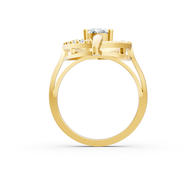 Artistic yellow gold ring with oval center stone – 1.09 carats