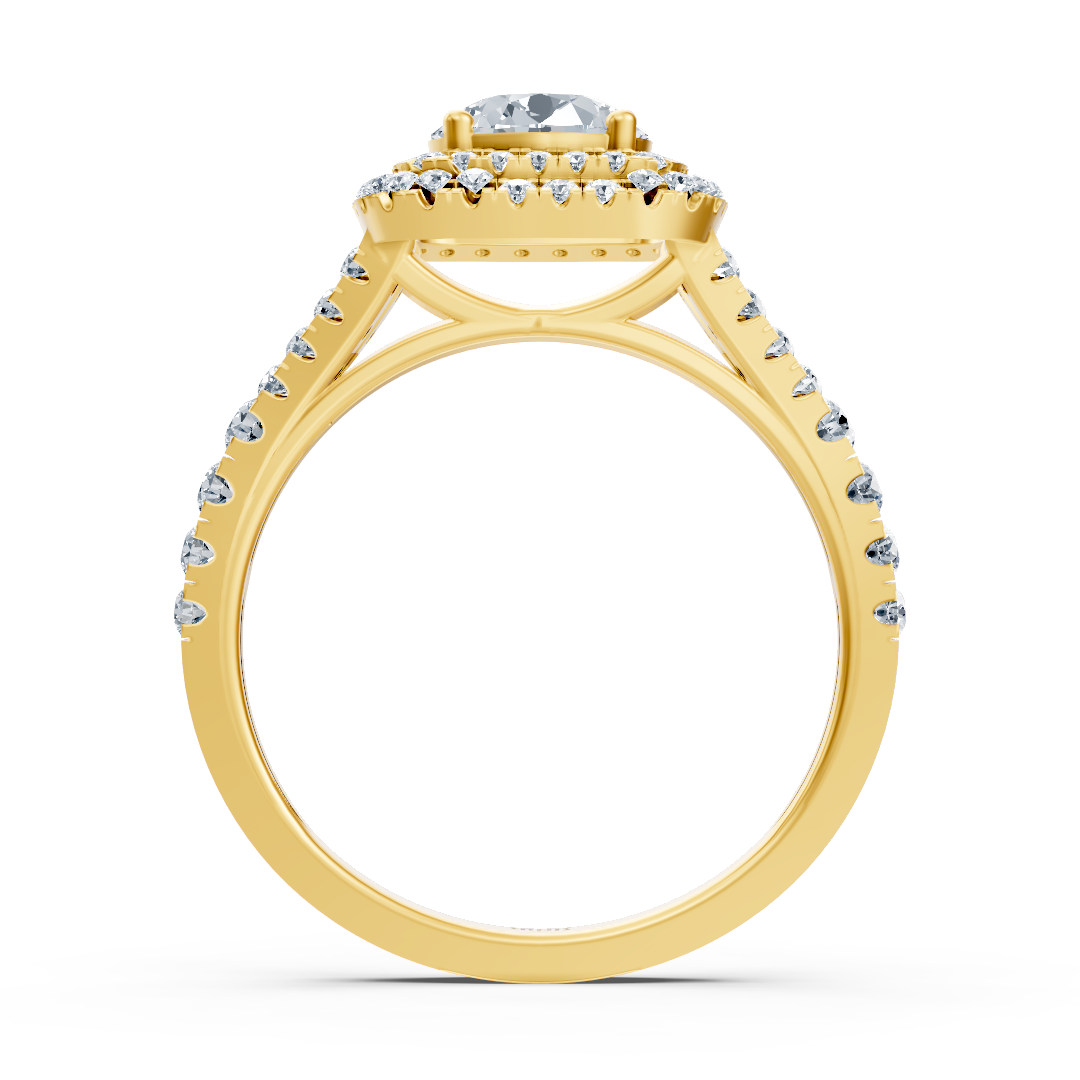 Fine diamond ring in yellow gold with round cut – 14K