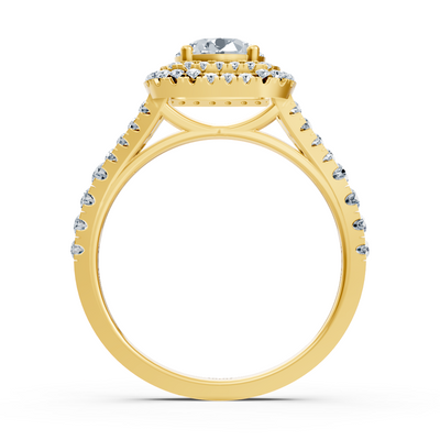 Fine diamond ring in yellow gold with round cut – 14K