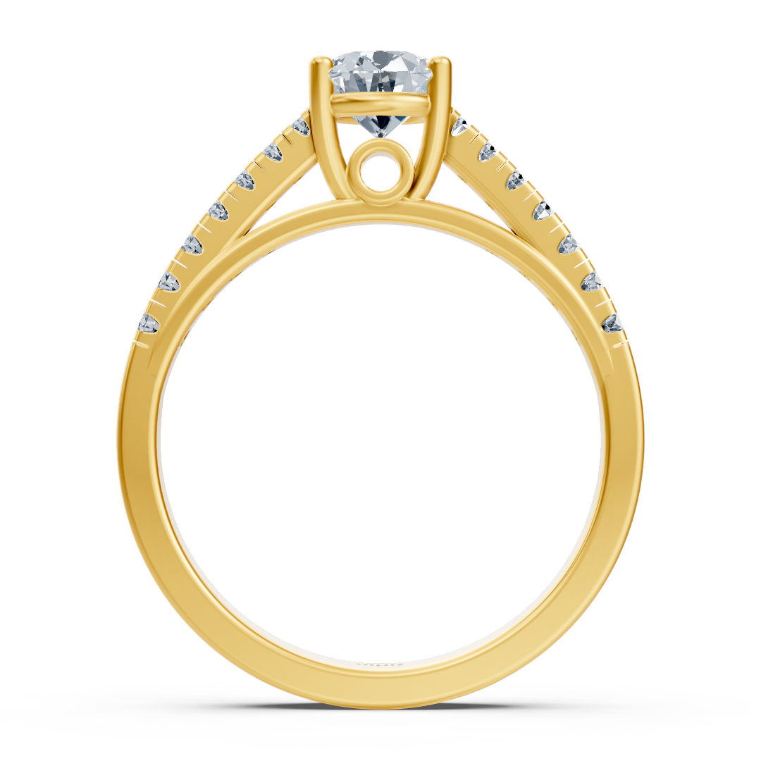 Classic Yellow Gold ring with lab-grown diamond solitaire and graduated side stones - high-quality Jewelry from Rosy Lab Diamonds