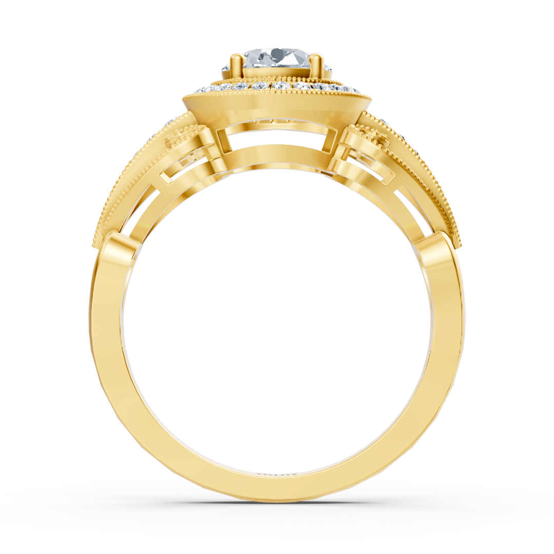 Gelbgoldring im Vintage-Stil mit Diamanten – 14K Verlobungsring