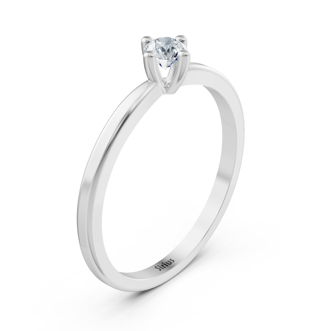 Bague solitaire classique avec Diamant de laboratoire en Or Blanc - 77R0257 - Bijoux haut de gamme de Rosy Lab Diamonds