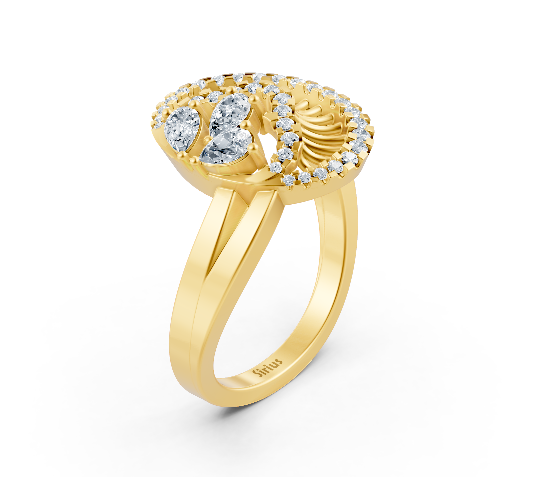 Eye-catching Yellow Gold ring with an oval design and lab-grown diamonds – high-quality Jewelry from Rosy Lab Diamonds