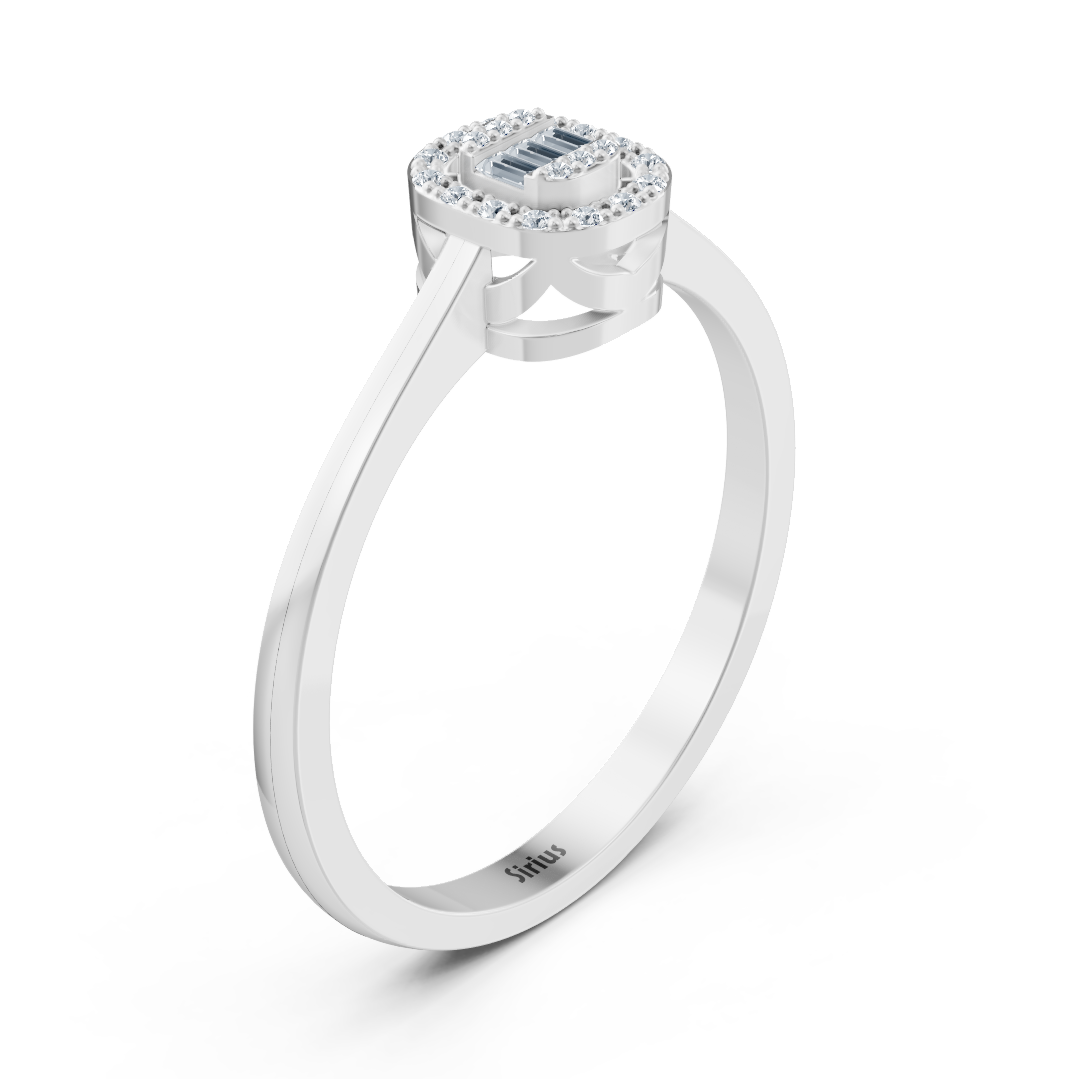 Bague fine avec diamants de laboratoire en or blanc – 77R0258