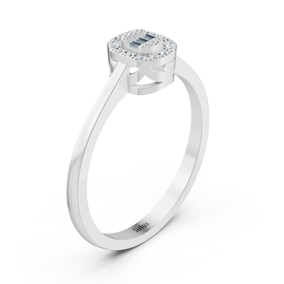 Bague fine avec diamants de laboratoire en or blanc – 77R0258