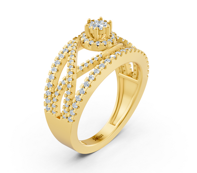 Verlobungsring mit funkelnder Diamantverzierung in 14K Gelbgold