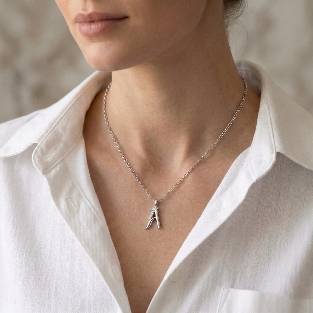 Anhänger A mit 5 Diamanten - 9K Gold Initiale - hochwertiger Schmuck von Rosy Lab Diamonds