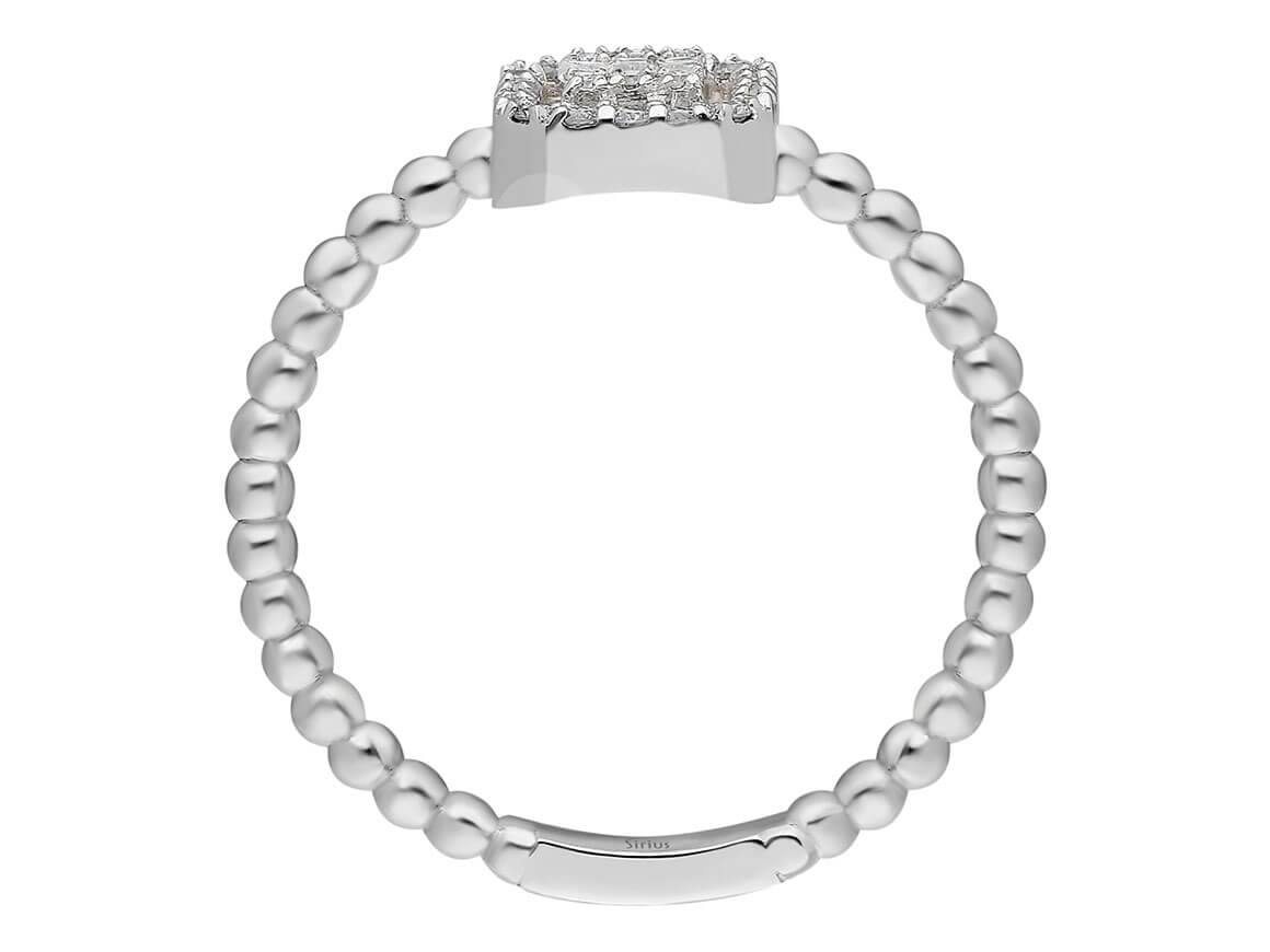 Bague élégante en or blanc 14 carats « Alba » avec 3 diamants baguette et 24 diamants ronds – 1,89 carat