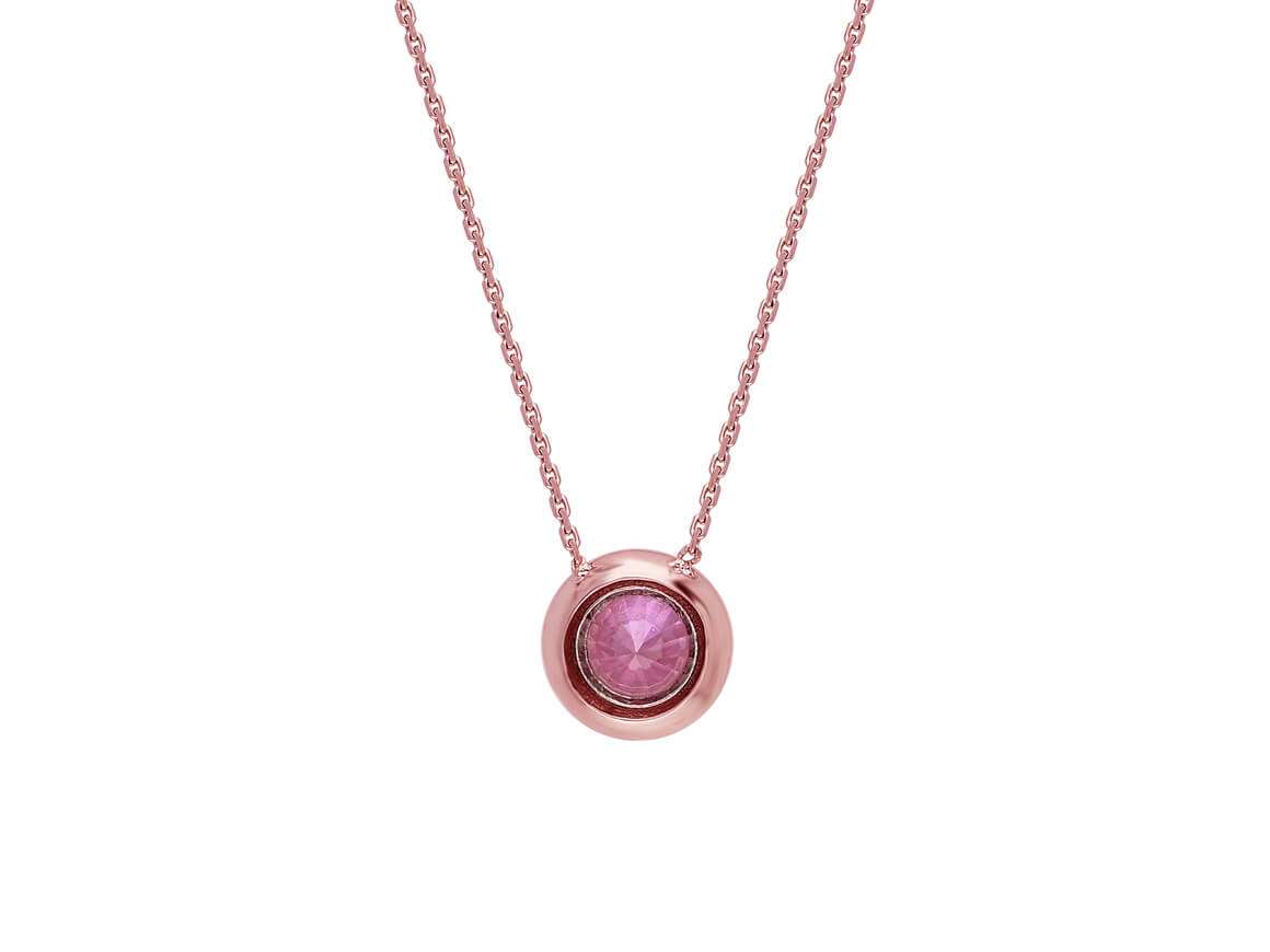 Collier solitaire avec améthyste ronde – 1,40 ct en or rose 14 carats