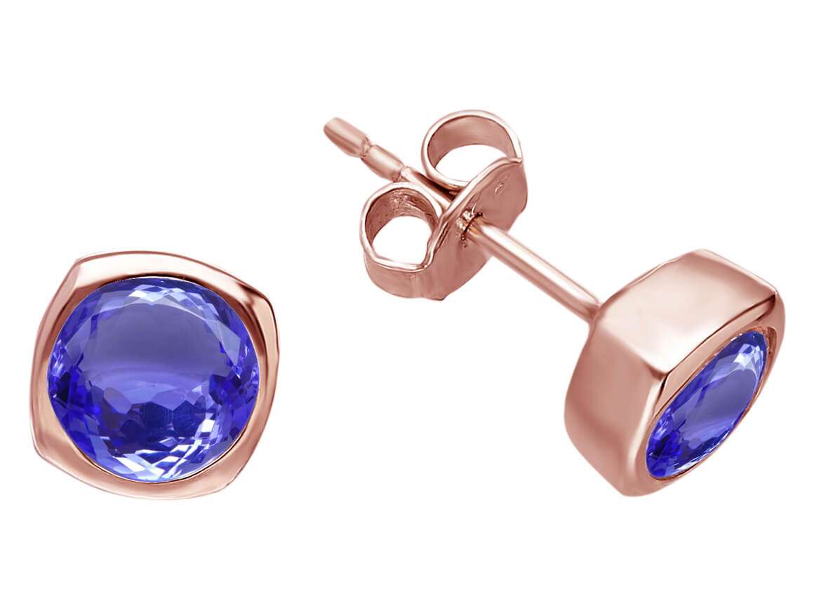 Clous d'oreilles solitaires avec améthyste en or rose 585