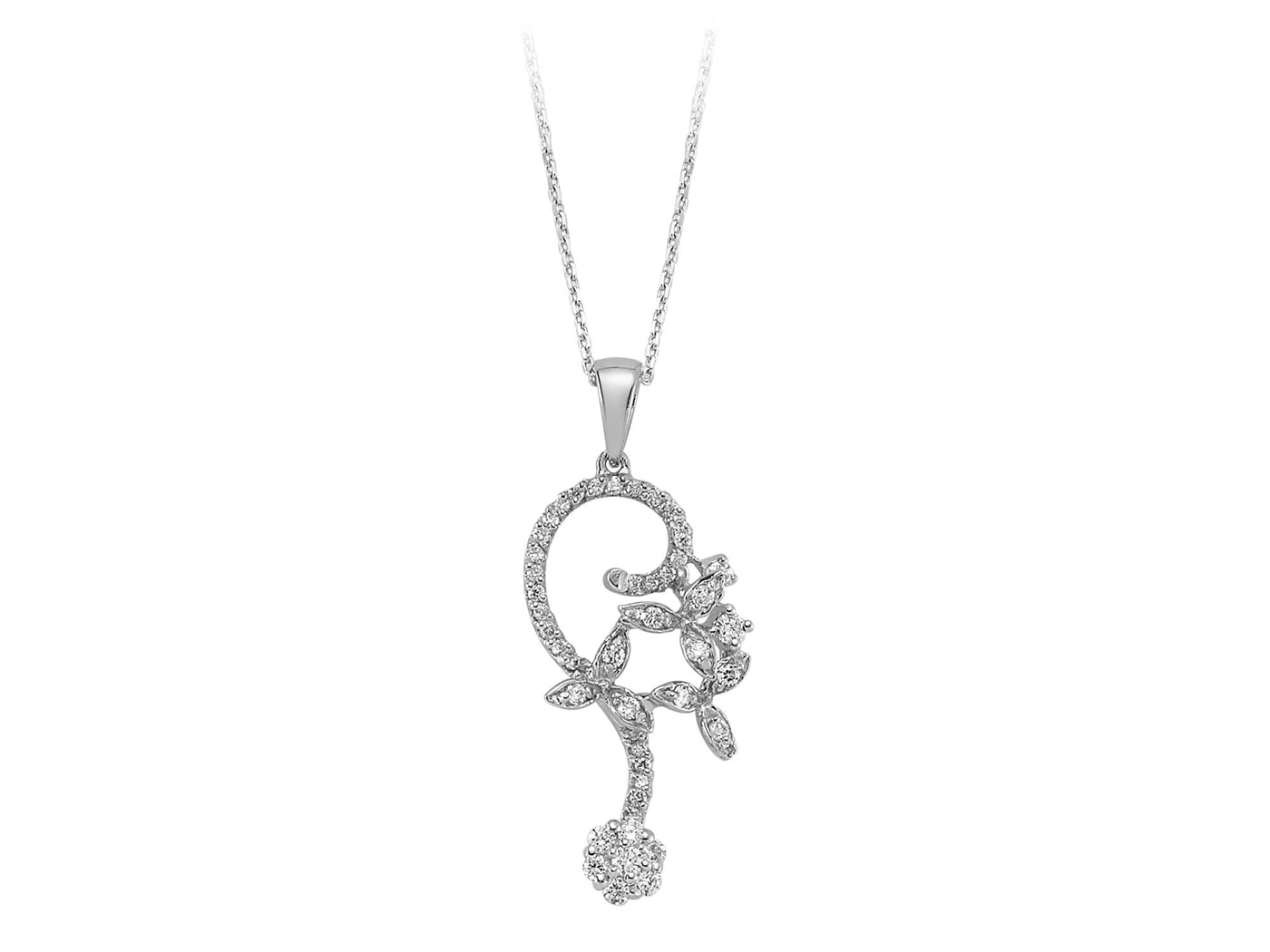 Floraler Weißgold-Anhänger mit 46 laborgezüchteten Diamanten | 14K - hochwertiger Schmuck von Rosy Lab Diamonds