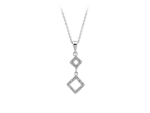 20 laboratuvarda üretilmiş elmaslı geometrik kolye - 8K Beyaz Altın - Rosy Lab Diamonds'tan yüksek kaliteli Mücevher