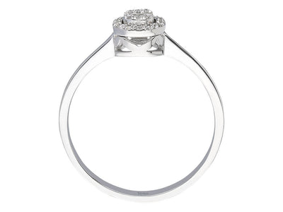 Babylon baguette diamond ring with halo setting in 14K gold