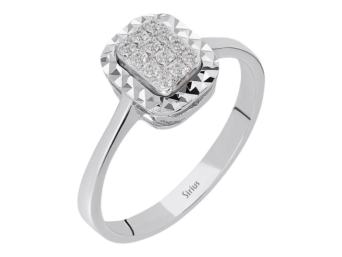 Pavé Diamond Ring with Round Brilliant Cut in 14K Gold - Lab-Grown Diamonds - High-Quality Jewelry from Rosy Lab Diamonds