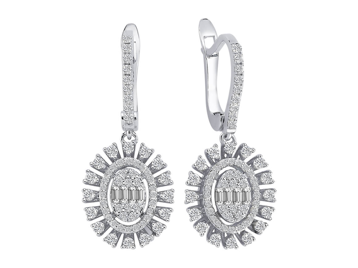 Boucles d’oreilles pendantes Helia – 126 diamants en Or Blanc 585 millièmes | Élégance éclatante – Bijoux haut de gamme de Rosy Lab Diamonds