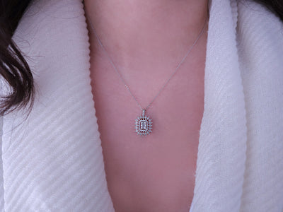 Ilaria pendant with 8 baguette & 57 round cut lab diamonds in 14K white gold